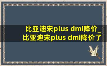 比亚迪宋plus dmi降价_比亚迪宋plus dmi降价了吗